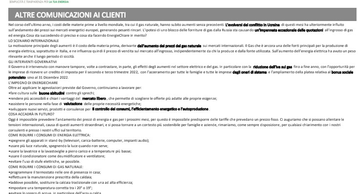 altre comunicazioni EnergieChiare